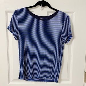American Eagle Soft & Sexy Blue, Black, White Striped Ringer Top